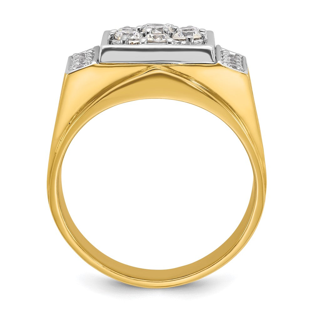 14K Zweifarbiger Ring mit 1 ct. Laborgezüchteten Diamanten VS/SI+ G+, poliert und satiniert, Cluster, für Herren