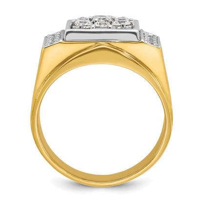 14K Zweifarbiger Ring mit 1 ct. Laborgezüchteten Diamanten VS/SI+ G+, poliert und satiniert, Cluster, für Herren