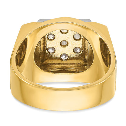 14K Zweifarbiger Ring mit 1 ct. Laborgezüchteten Diamanten VS/SI+ G+, poliert und satiniert, Cluster, für Herren
