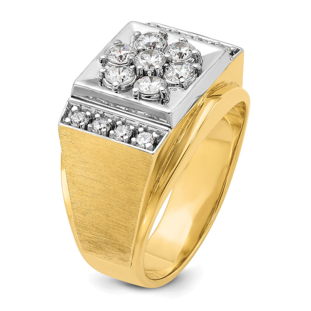 14K Bicolor-Gold Herren-Ring mit poliertem und mattiertem Finish und 1K Diamant, komplett besetzt