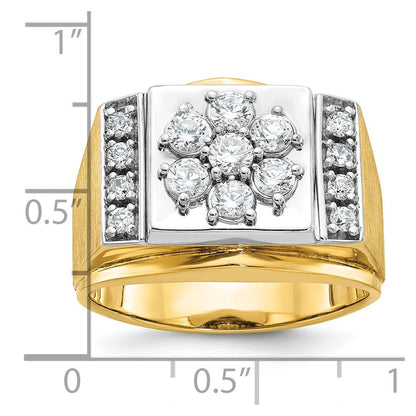 14K Bicolor-Gold Herren-Ring mit poliertem und mattiertem Finish und 1K Diamant, komplett besetzt
