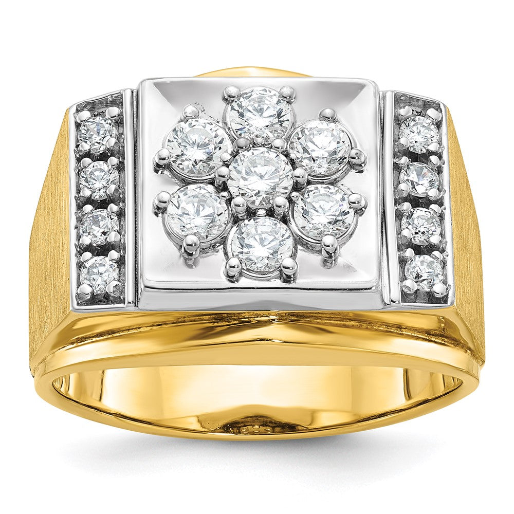 14K Zweifarbiger Ring mit 1 ct. Laborgezüchteten Diamanten VS/SI+ G+, poliert und satiniert, Cluster, für Herren