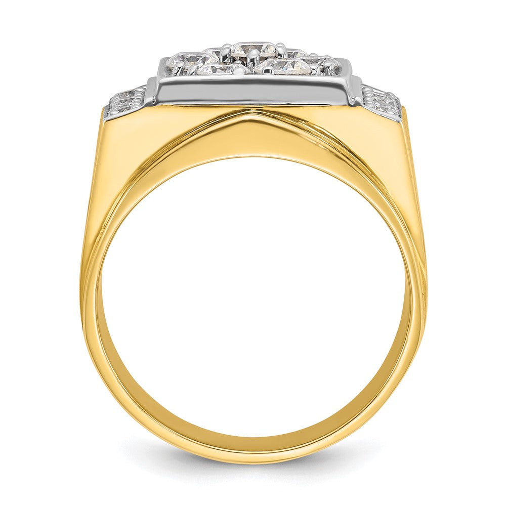 14K Bicolor Gold Herrenring, poliert und satiniert, mit 1,5 ct. Diamant