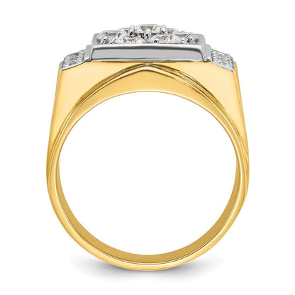 14K Bicolor Gold Herrenring, poliert und satiniert, mit 1,5 ct. Diamant