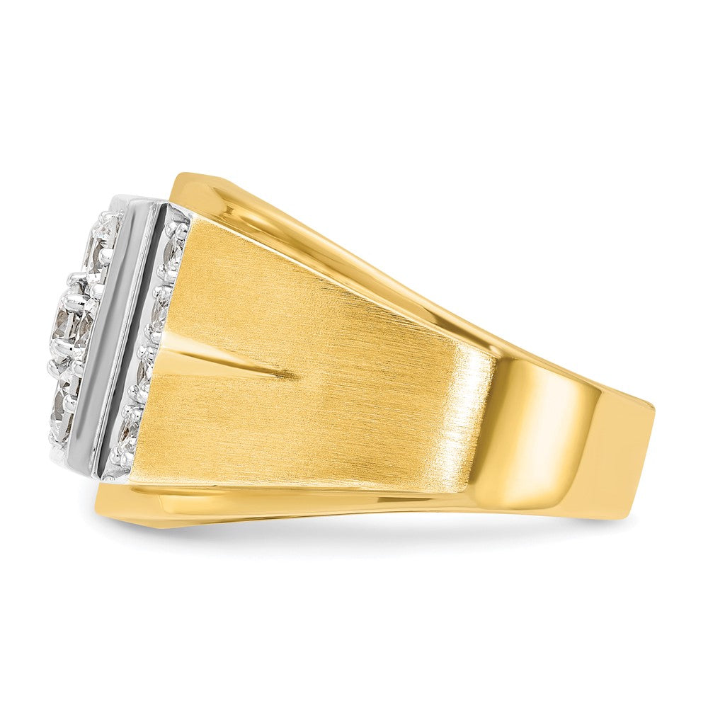 14K Bicolor Gold Herrenring, poliert und satiniert, mit 1,5 ct. Diamant