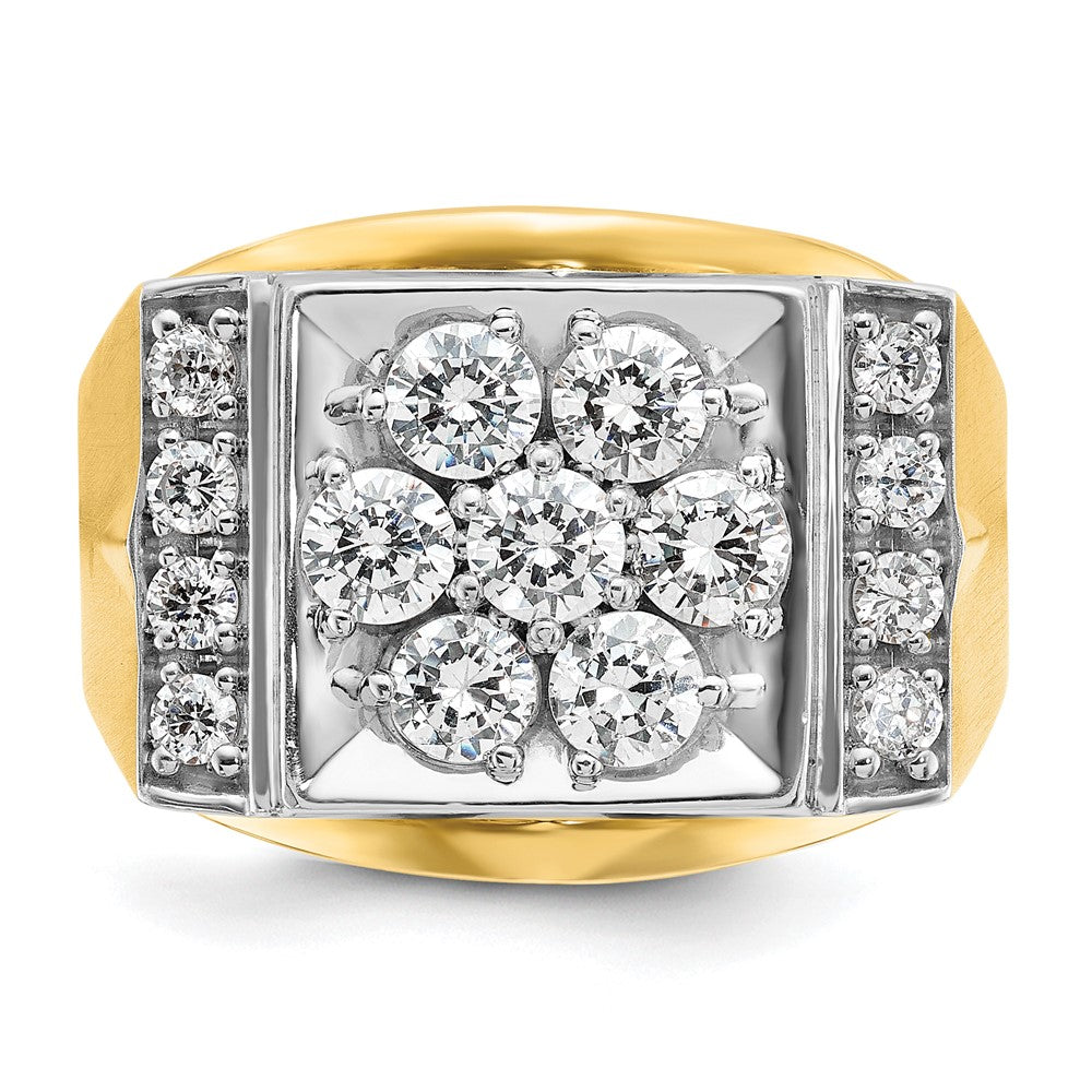 14K Bicolor Gold Herrenring, poliert und satiniert, mit 1,5 ct. Diamant