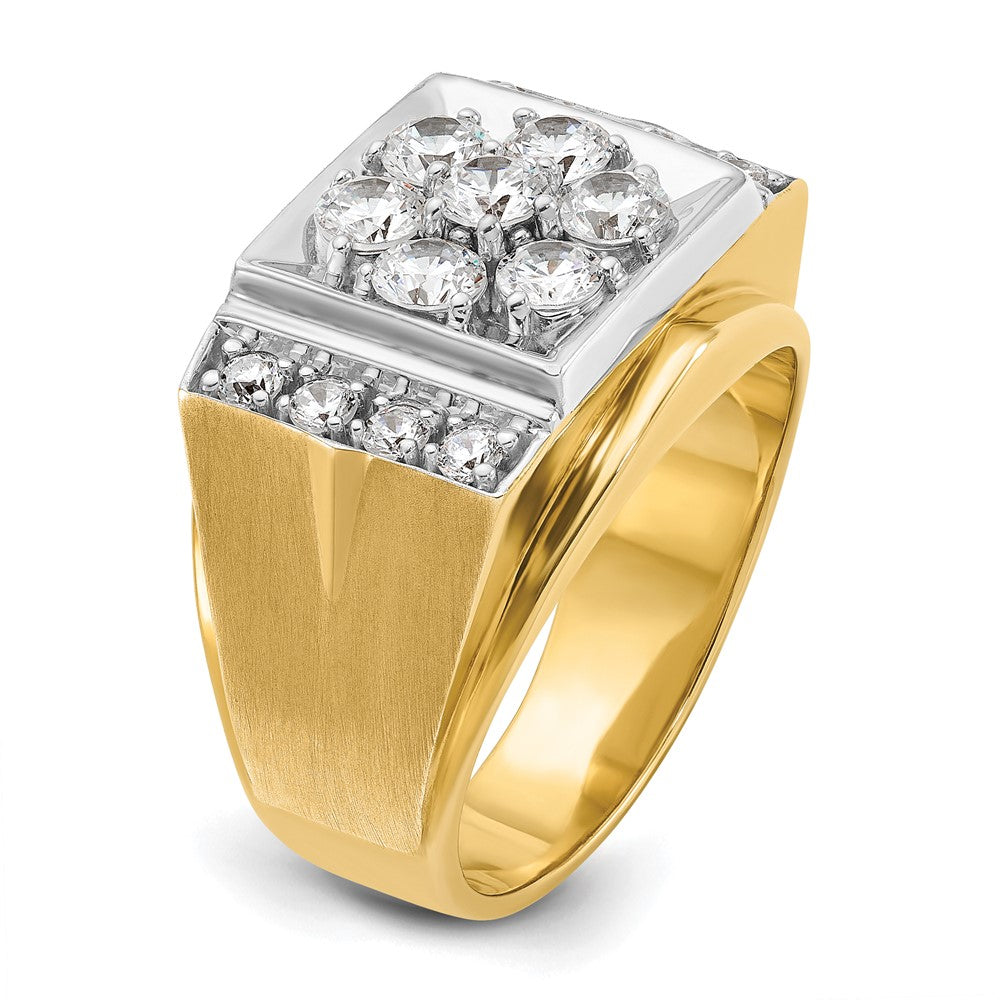 14K Bicolor Gold Herrenring, poliert und satiniert, mit 1,5 ct. Diamant