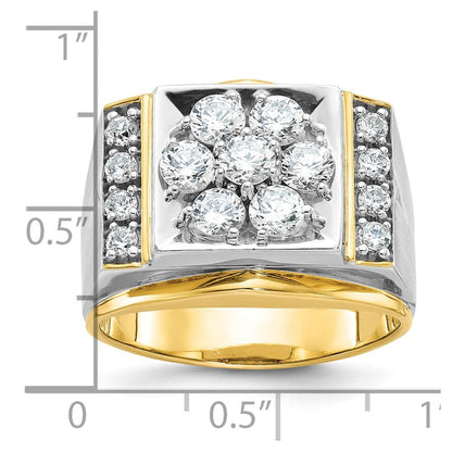 14K Bicolor Gold Herrenring, poliert und satiniert, mit 1,5 ct. Diamant
