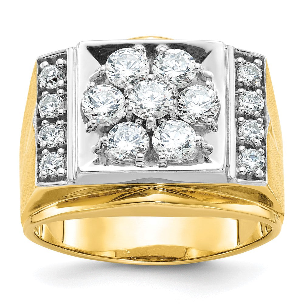 14K Bicolor Gold Herrenring, poliert und satiniert, mit 1,5 ct. Diamant