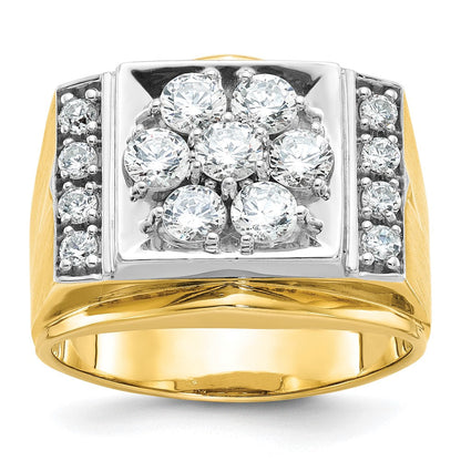 14K Bicolor Cluster-Ring mit 1,5 ct. Labor-gezüchteten Diamanten VS/SI+ G+, poliert und satiniert, für Herren