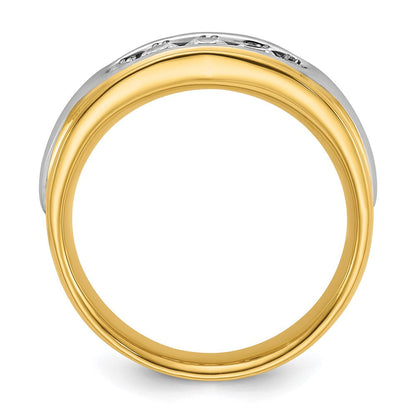 14K Bicolor Herrenring mit 0,5 ct. Labor-Diamant, VS/SI+ G+, poliert und geriffelt