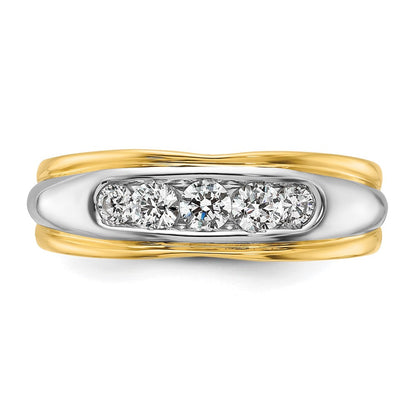 14K Bicolor Herrenring mit 0,5 ct. Labor-Diamant, VS/SI+ G+, poliert und geriffelt