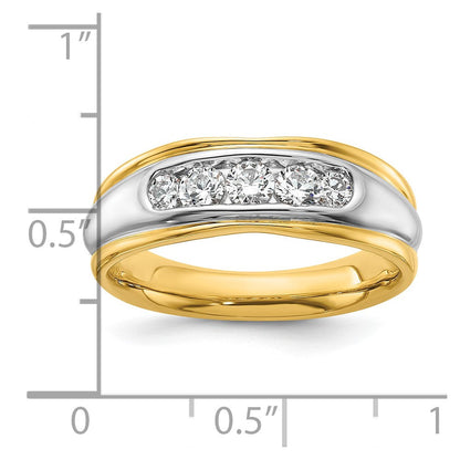 14K Bicolor Herrenring mit 0,5 ct. Labor-Diamant, VS/SI+ G+, poliert und geriffelt