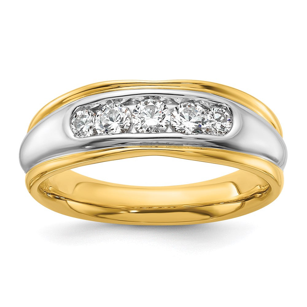 14K Bicolor Herrenring mit 0,5 ct. Labor-Diamant, VS/SI+ G+, poliert und geriffelt