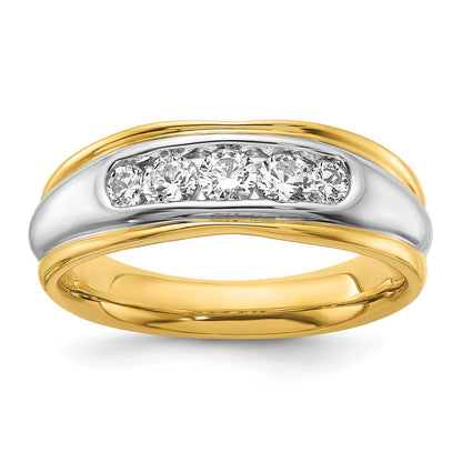 14K Bicolor Herrenring mit 0,5 ct. Labor-Diamant, VS/SI+ G+, poliert und geriffelt