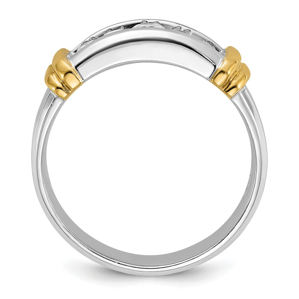 14K Bicolor Gold Herren-Ring mit 0,5K Diamanten, komplett besetzt