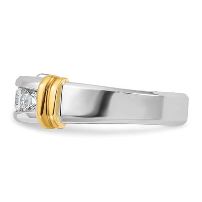 14K Bicolor Gold Herren-Ring mit 0,5K Diamanten, komplett besetzt