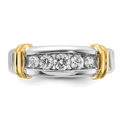 14K Bicolor Herrenring mit 0,5 ct. Labor-Diamanten, VS/SI+ G+, Fünf-Stein, poliert
