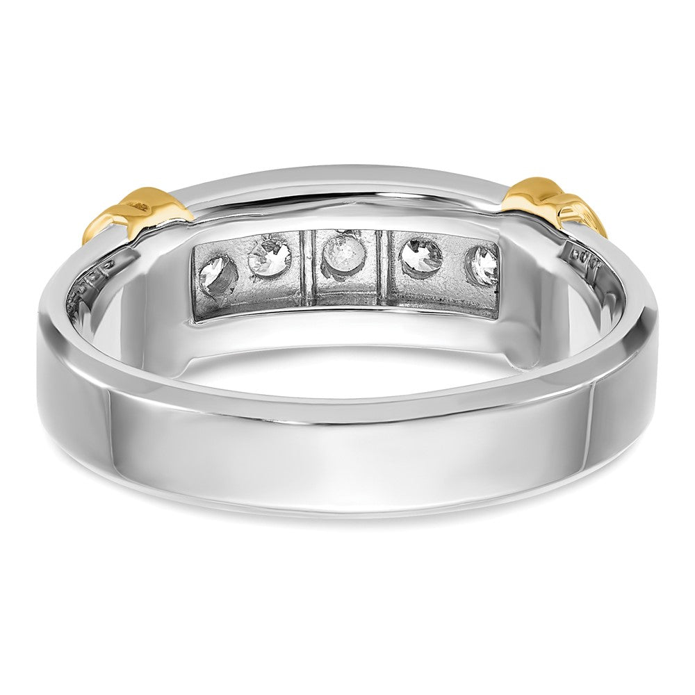 14K Bicolor Gold Herren-Ring mit 0,5K Diamanten, komplett besetzt