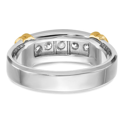 14K Bicolor Gold Herren-Ring mit 0,5K Diamanten, komplett besetzt