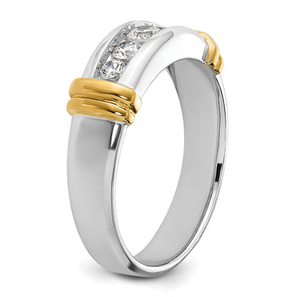 14K Bicolor Gold Herren-Ring mit 0,5K Diamanten, komplett besetzt