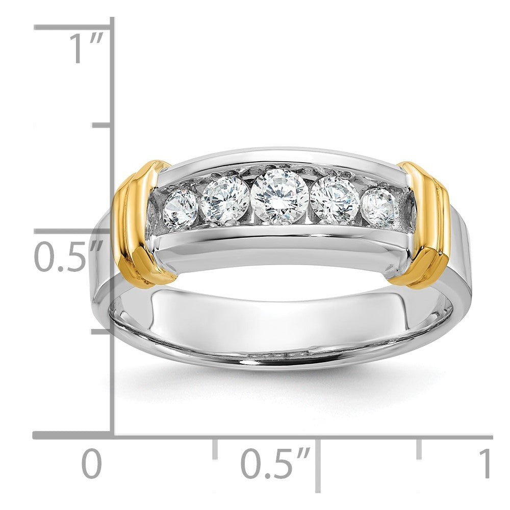 14K Bicolor Gold Herren-Ring mit 0,5K Diamanten, komplett besetzt
