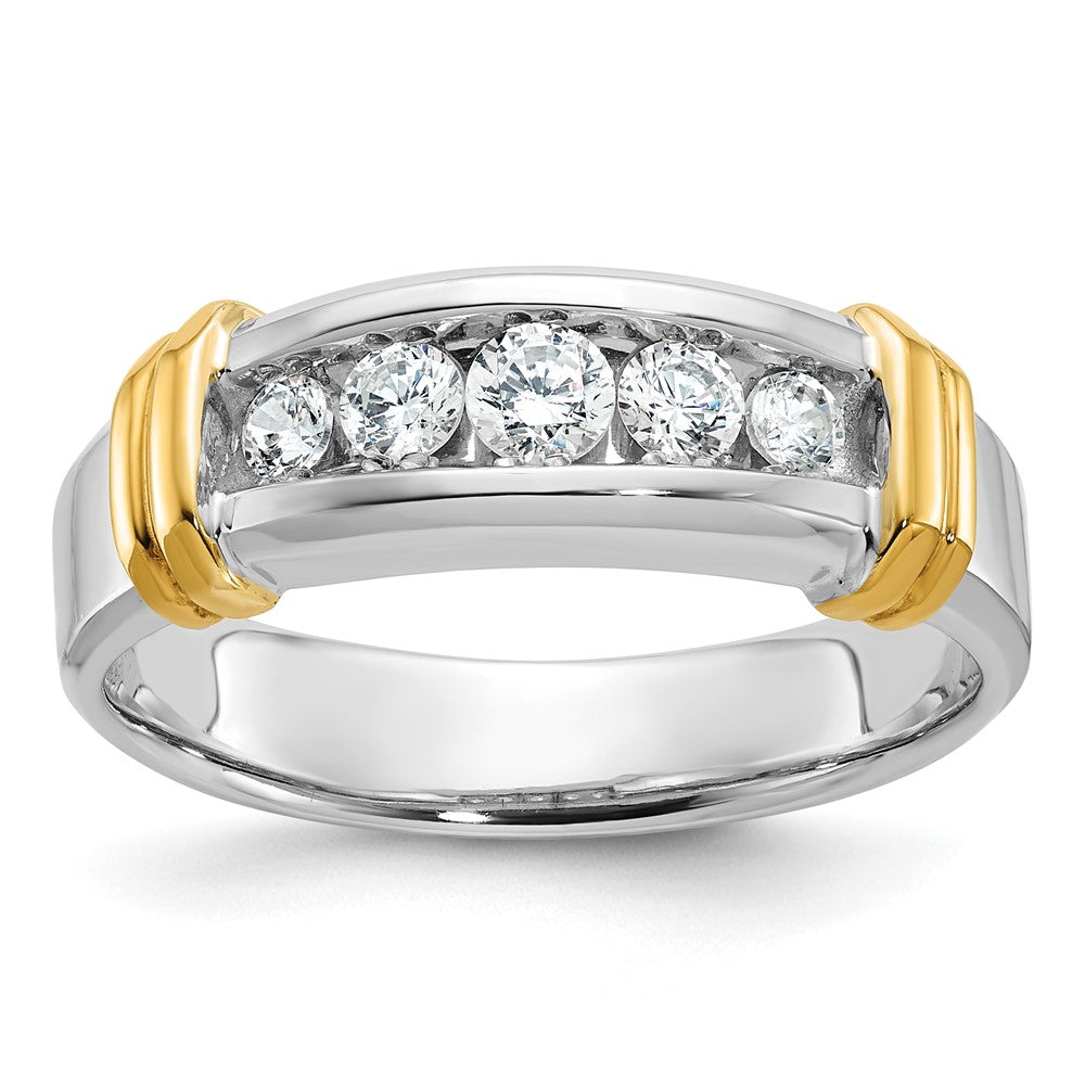14K Bicolor Gold Herren-Ring mit 0,5K Diamanten, komplett besetzt