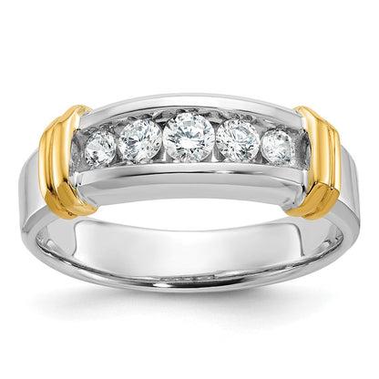 14K Bicolor Gold Herren-Ring mit 0,5K Diamanten, komplett besetzt