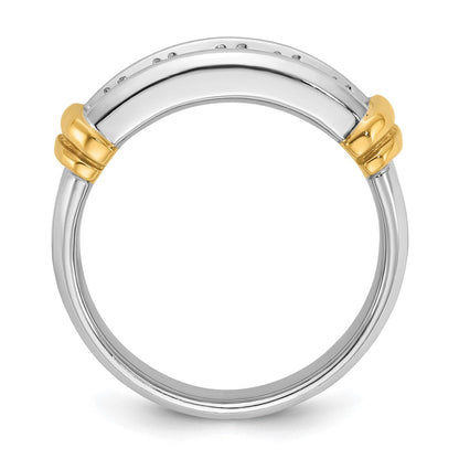 14K Zweifarbig Gold Herren-Ring mit 1K Diamant, komplett