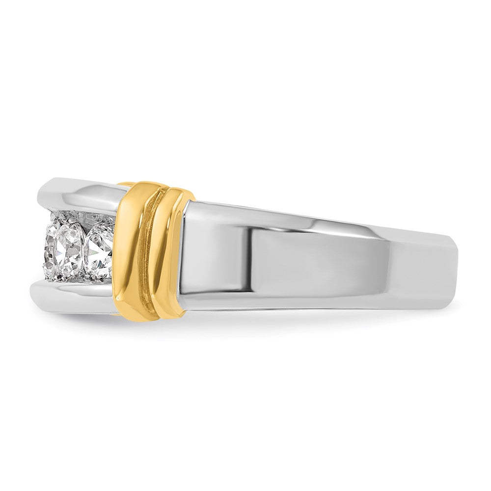 14K Zweifarbig Gold Herren-Ring mit 1K Diamant, komplett