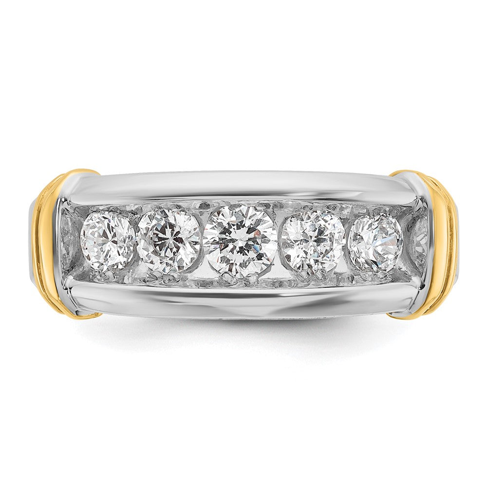 14K Zweifarbig Gold Herren-Ring mit 1K Diamant, komplett