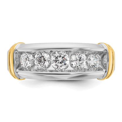 14K Zweifarbig Gold Herren-Ring mit 1K Diamant, komplett
