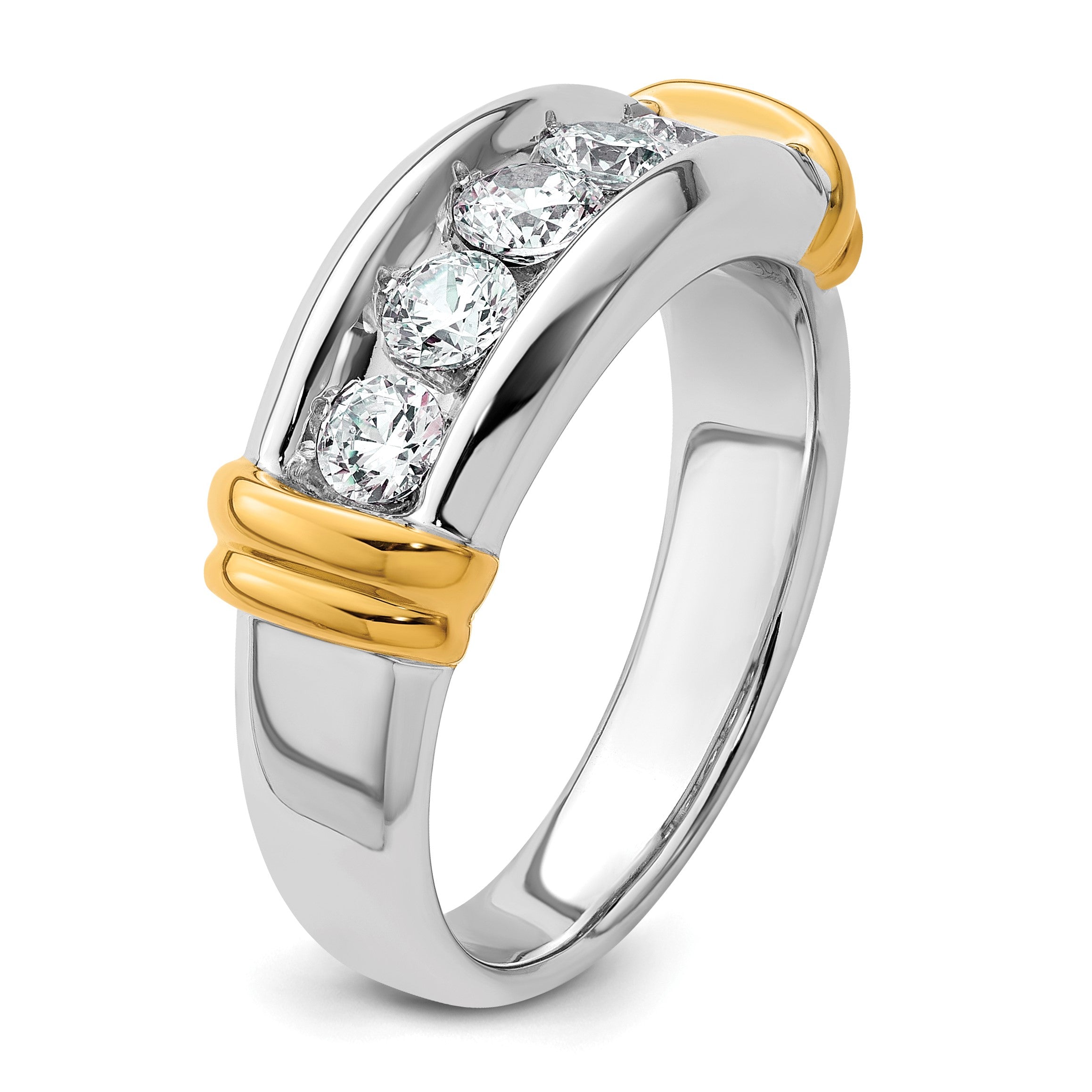 14K Zweifarbig Gold Herren-Ring mit 1K Diamant, komplett
