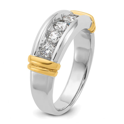 14K Zweifarbig Gold Herren-Ring mit 1K Diamant, komplett