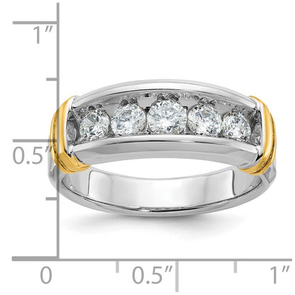 14K Zweifarbig Gold Herren-Ring mit 1K Diamant, komplett