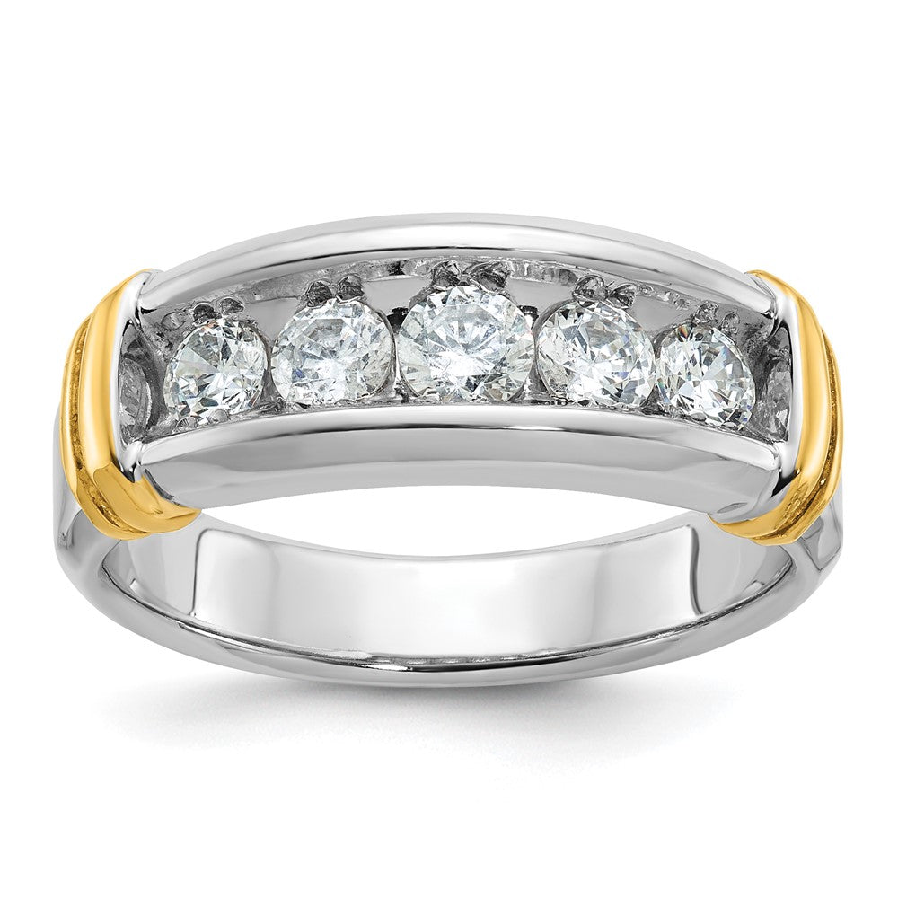 14K Zweifarbig Gold Herren-Ring mit 1K Diamant, komplett