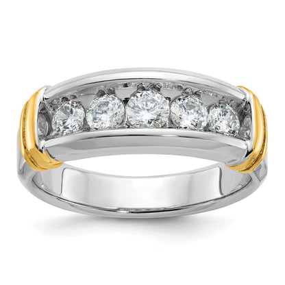 14K Zweifarbig Gold Herren-Ring mit 1K Diamant, komplett