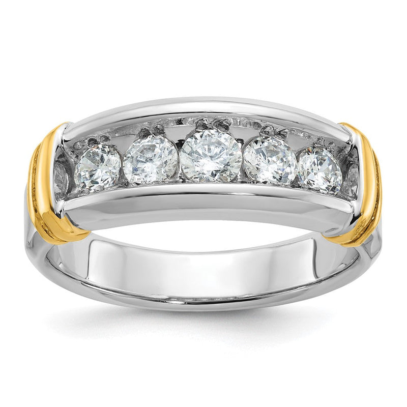 14K Zweifarbig Gold Herren-Ring mit 1K Diamant, komplett