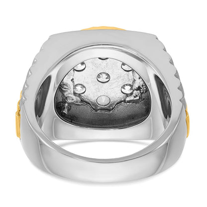 14K Bicolor-Gold Herren-Ring mit 2 ct. Diamant
