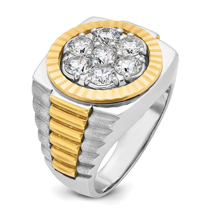 14K Bicolor-Gold Herren-Ring mit 2 ct. Diamant