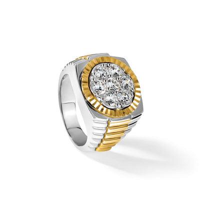 14K Bicolor-Gold Herren-Ring mit 2 ct. Diamant