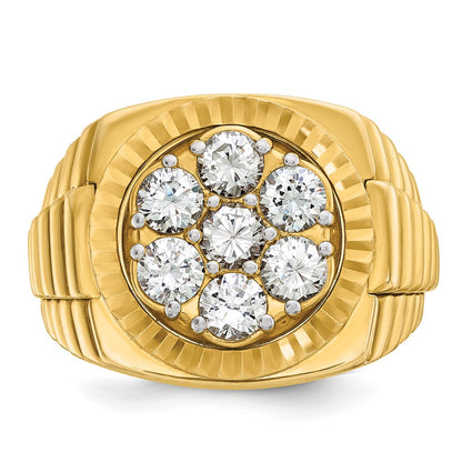 14K Gelbgold Herren-Ring, poliert und satiniert, mit 2K Diamant, komplett