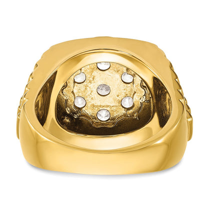 14K Gelbgold Herren-Ring, poliert und satiniert, mit 2K Diamant, komplett
