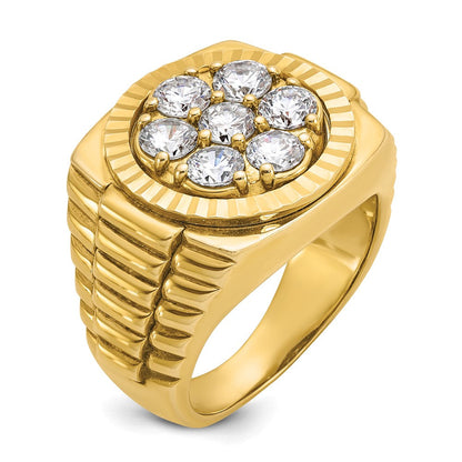 14K Gelbgold Herren-Ring, poliert und satiniert, mit 2K Diamant, komplett