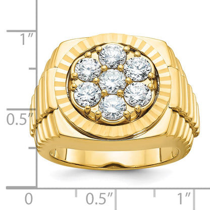 14K Gelbgold Herren-Ring, poliert und satiniert, mit 2K Diamant, komplett
