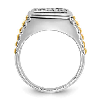14K Zweifarbiger (Two-Tone) Ring mit 1 ct. im Labor gezüchteten Diamanten VS/SI+ G+, poliert und satiniert, Cluster, Herren