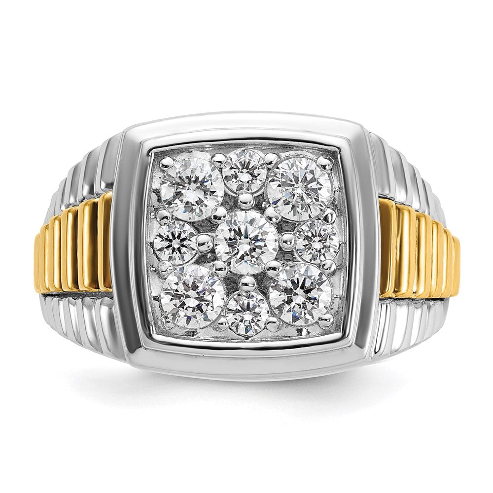 14K Zweifarbiger (Two-Tone) Ring mit 1 ct. im Labor gezüchteten Diamanten VS/SI+ G+, poliert und satiniert, Cluster, Herren