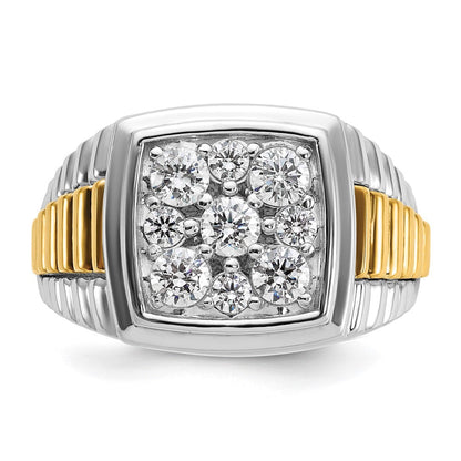 14K Zweifarbiger (Two-Tone) Ring mit 1 ct. im Labor gezüchteten Diamanten VS/SI+ G+, poliert und satiniert, Cluster, Herren