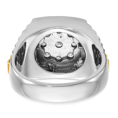 14K Zweifarbiger (Two-Tone) Ring mit 1 ct. im Labor gezüchteten Diamanten VS/SI+ G+, poliert und satiniert, Cluster, Herren