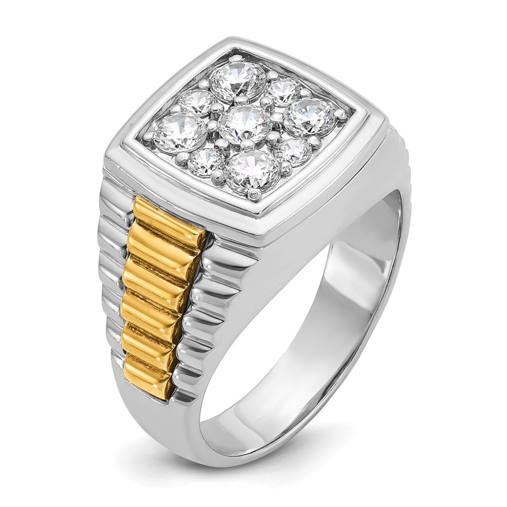 14K Bicolor-Gold Herren-Ring mit Diamant-Cluster, 1K, komplett